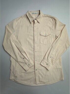 Criquet Men's L Cream Corduroy Pearl Snap Western Shirt